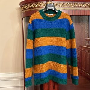 Zara Men’s alpaca wool color block multicolored striped crew neck sweater sz.XS